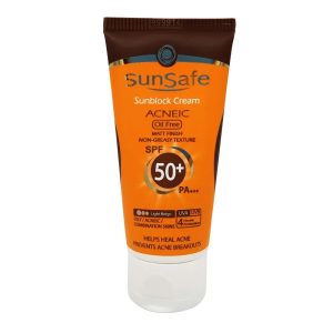 ضد آفتاب رنگی فاقد چربی آکنئیک SPF50 بژ روشن سان سیف