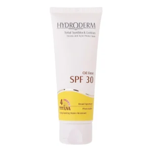 لوسیون ضدآفتاب هیدرودرم فاقد چربی SPF30 حجم 75 میلی لیتر