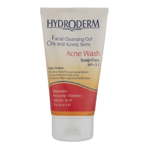 ژل شست‌وشو صورت Hydroderm، سازگار با پوست‌های چرب، آکنه‌ای و حساس حجم 150 میلی لیتر