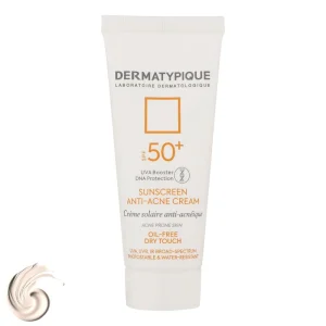 کرم ضدآفتاب صورت درماتیپیک مدل Anti-Acne (پوست چرب و جوشی) حجم 40 میلی‌لیتر با SPF 50 فاقد چربی