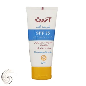 کرم ضدآفتاب بی‌رنگ آردن SPF25، ضد آب، حاوی ویتامین A و E، مناسب انواع پوست، حجم 50 میلی‌لیتر