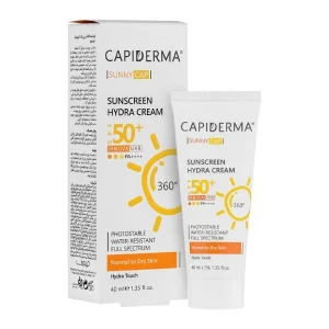 کرم ضد آفتاب روشن کننده بدون رنگ کپیدرما SPF 50 مدل Hydra Touch ‌مناسب پوست‌های معمولی و خشک حجم 40 میلی‌لیتر
